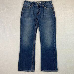 BKE Jeans Mens 34X30 Blue Cowboy Relaxed Straight Mid-Rise Medium Wash Denim
